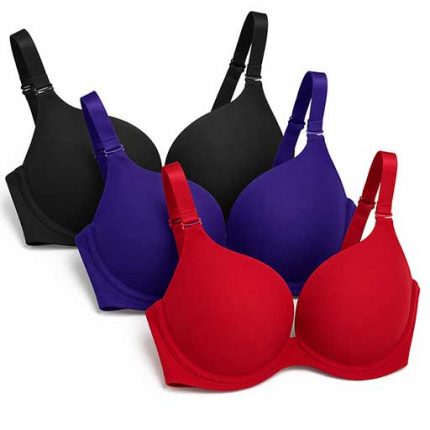 Women’s Seamless Padded Bra available in black, red, and bule colors