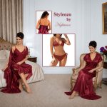 Four Piece Satin Nightdress Set - Image 2