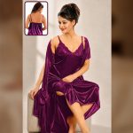 Four Piece Satin Nightdress Set - Image 16
