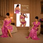 Four Piece Satin Nightdress Set - Image 6